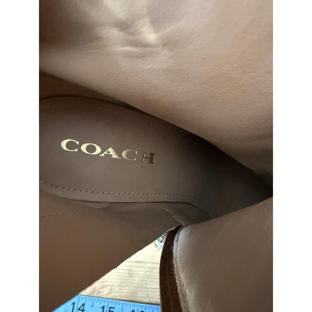 COACH Women's Iona Suede Platform High Chunky Y2K Block Heel Booties Size 9 Tan - Picture 10 of 12